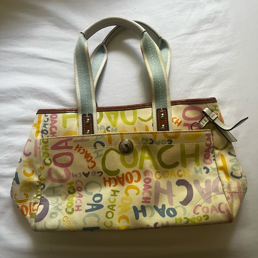 Coach Yellow and Purple Artistic Handbag